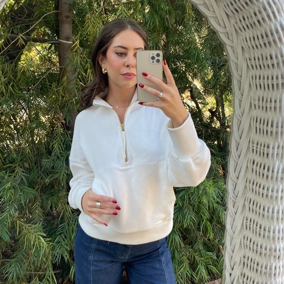 Varley White quarter zip ribbed sweatshirt size small - Picture 1 of 7